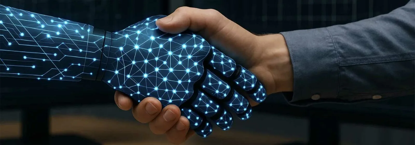 Digital handshake between a real human hand and a digital hand