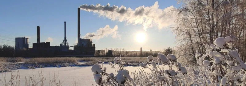 Industrial plant produce white smoke