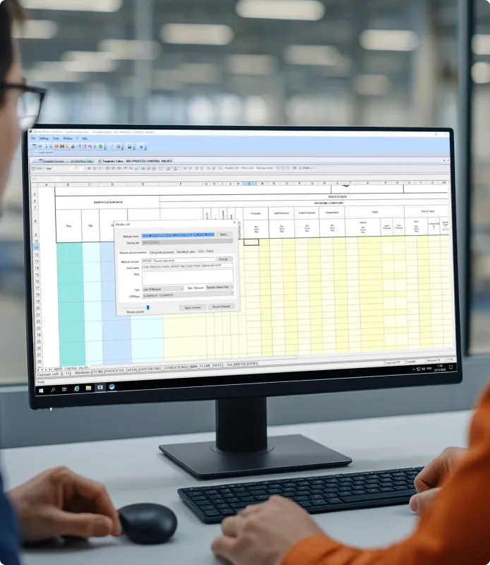 A computer screen showing engineering data management software that creates a unified platform for centralized data management.