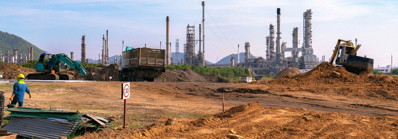 Oil refinery and ground work