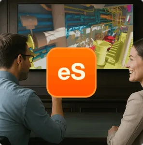 man and woman talking about eShare