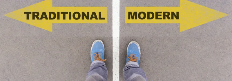 Left arrow traditional, right arrow modern