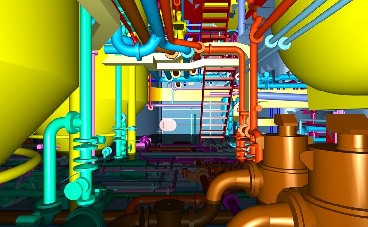 3D model of the ship engine room
