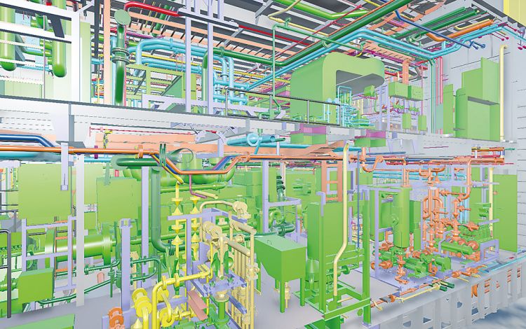 3D Engine room of the yacht