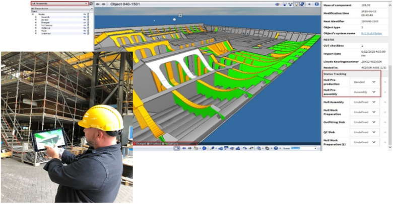 Example of using a 3D model in the CADMATIC eShare platform at a production site.