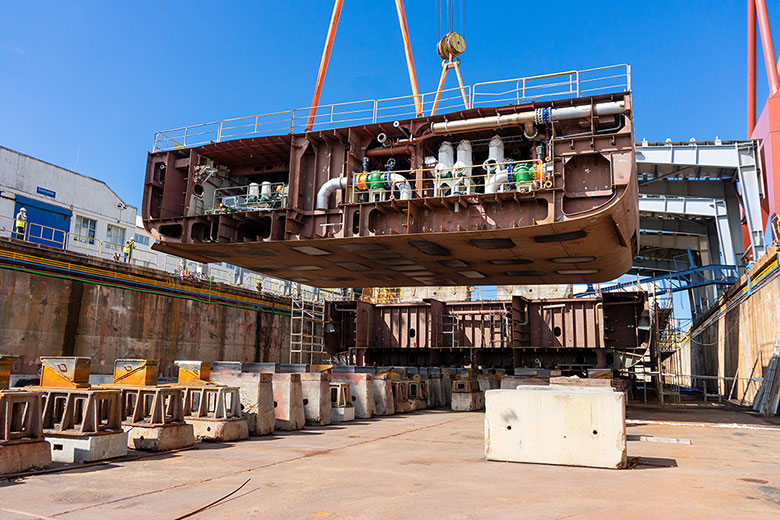 Part of the hull at the dock