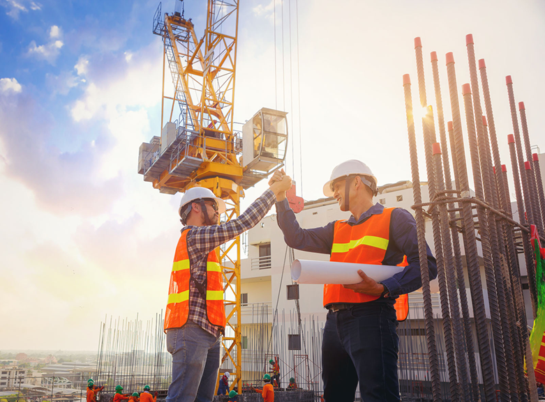 Construction workers on construction site