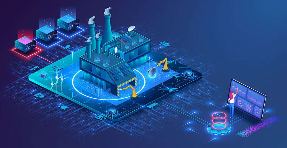 Industrial plant digital twin illustration 