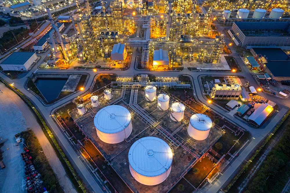 Oil refinery from above