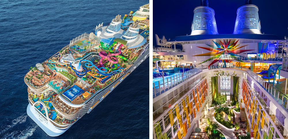 Cruise ship from above in inside view