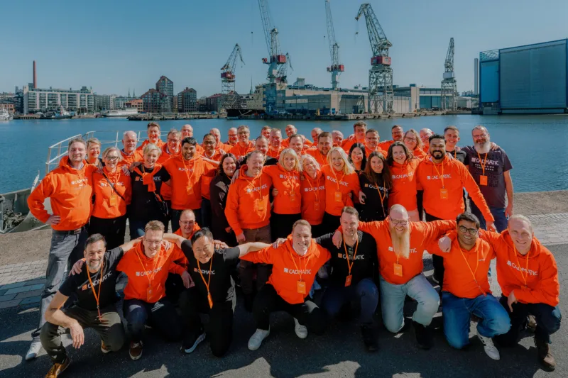 A group of Cadmatic employees together in Helsinki feeling empowered.