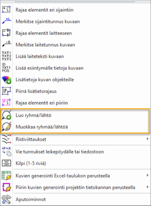 Keskus- ja ryhmätoiminnot CADMATIC Electricalissa.
