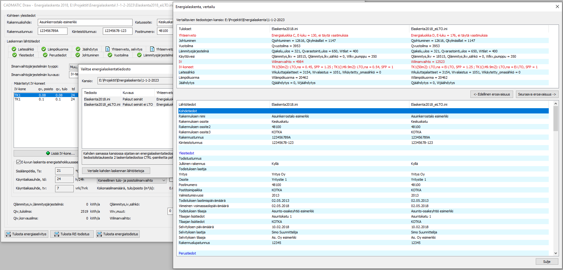 Energialaskentatyökalu CADMATIC Building -ohjelmistossa.