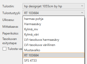 Tulostustyyli CADMATIC HVACissa.