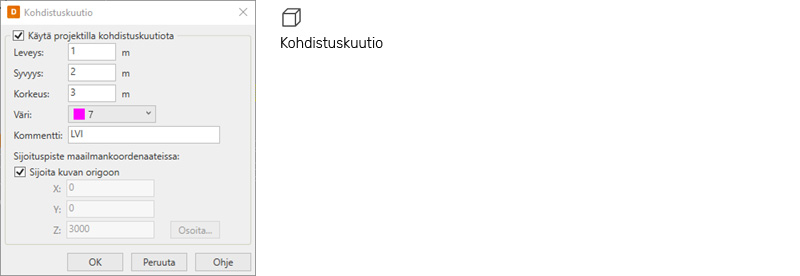Kohdistuskuutio CADMATIC HVAC 2024T2 -versiossa.