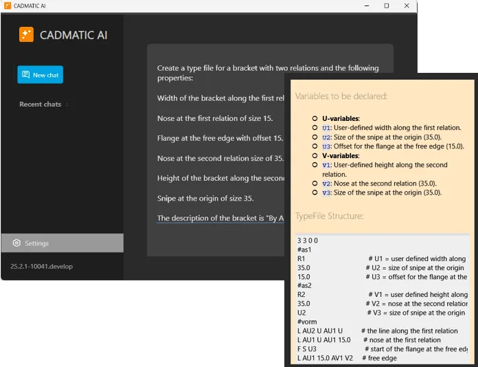 AI-assisted bracket type creation in Cadmatic 2025H2