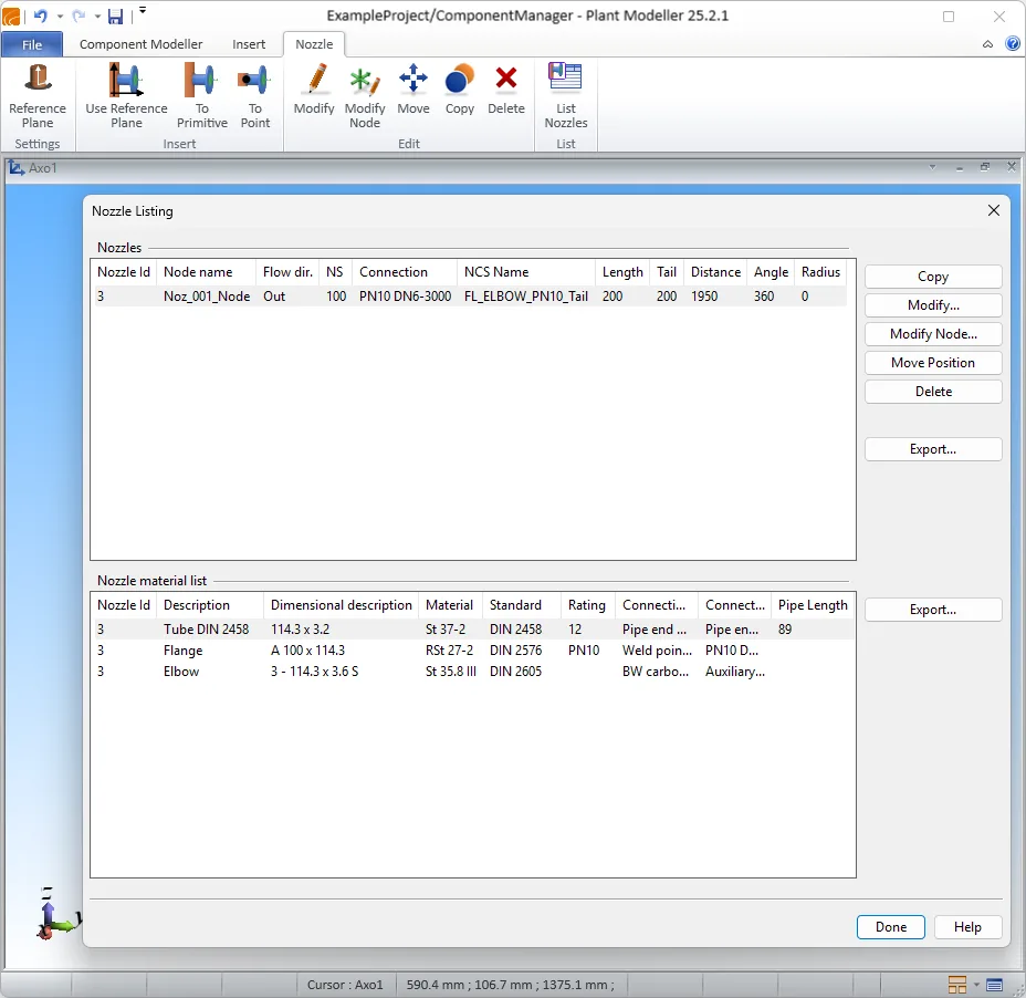 It is easier to manage nozzles in Cadmatic 2025H2