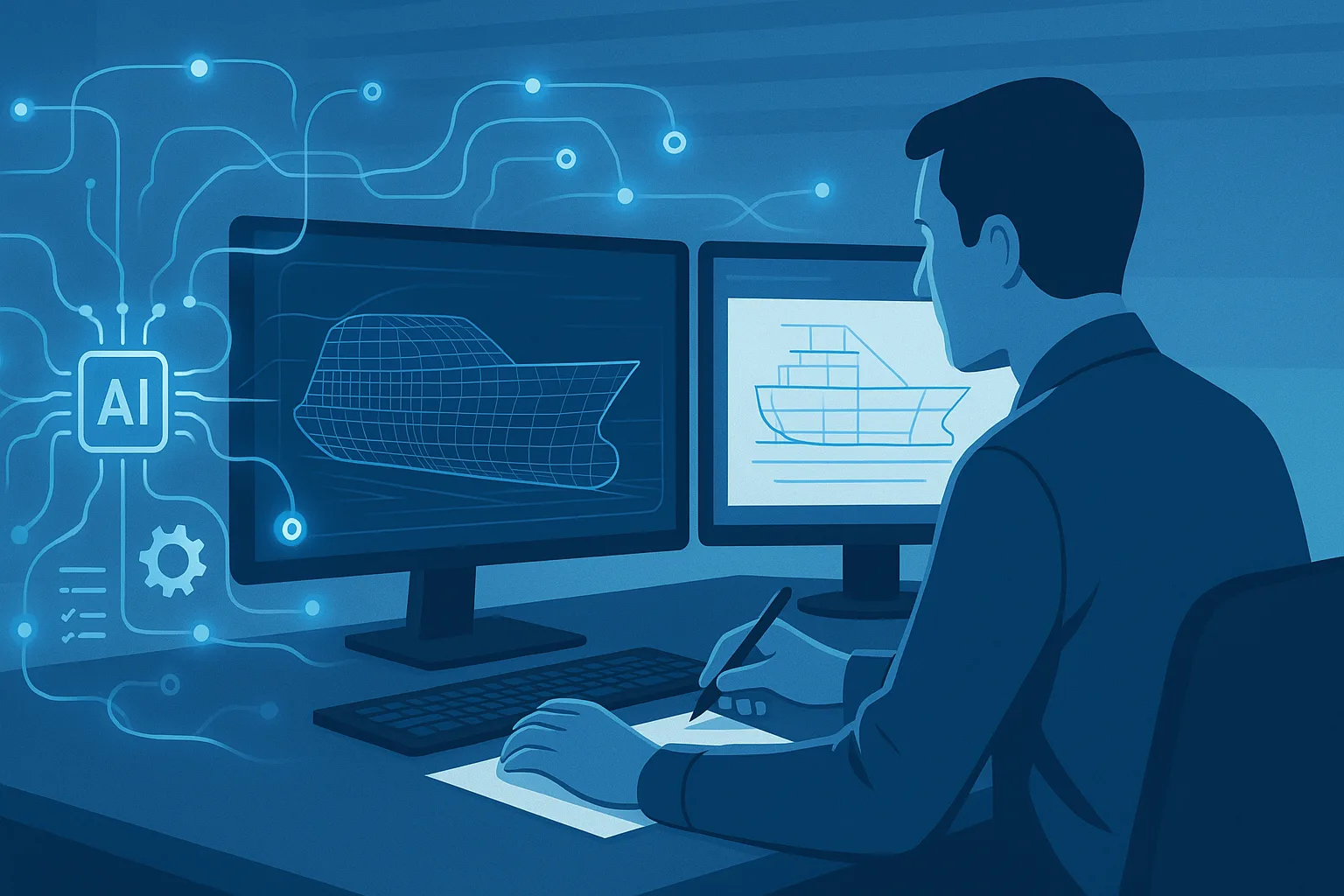 Illustration of what agentic shipbuilding is.